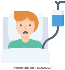 Patient with saline vector illustration, flat design icon