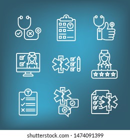 Patient Satisfaction Icon Set with patient experiene, rating, and stars