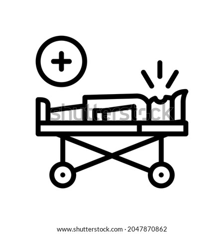 Patient in sick bed icon vector with outline style isolated on white background. Vector illustration air flow sign symbol icon concept for medical, hospital, web, apps, technology and project