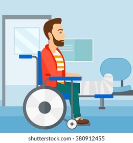 Patient sitting in wheelchair.