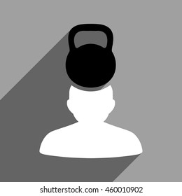 Patient Stress long shadow vector icon. Style is a flat patient stress black and white iconic symbol on a gray square background.