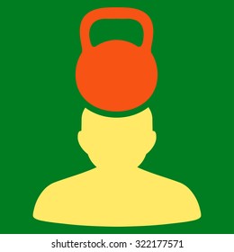 Patient Stress vector icon. Style is bicolor flat symbol, orange and yellow colors, rounded angles, green background.