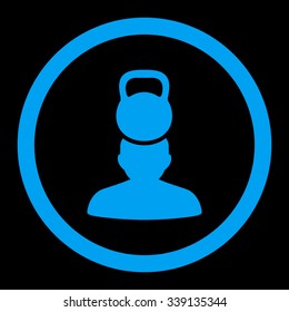 Patient Stress vector icon. Style is flat rounded symbol, blue color, rounded angles, black background.