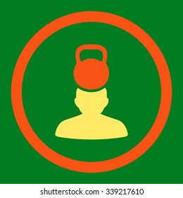 Patient Stress vector icon. Style is bicolor flat rounded symbol, orange and yellow colors, rounded angles, green background.