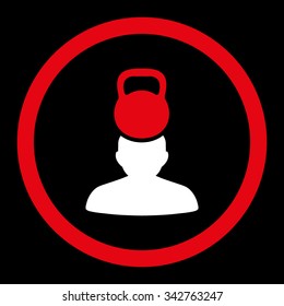 Patient Stress vector icon. Style is bicolor flat rounded symbol, red and white colors, rounded angles, black background.