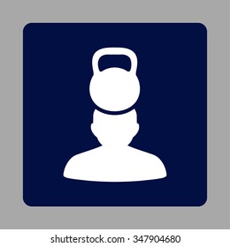 Patient Stress vector icon. Style is flat rounded square button, white and dark blue colors, silver background.