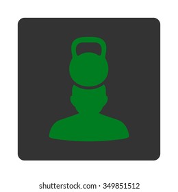 Patient Stress vector icon. Style is flat rounded square button, green and gray colors, white background.