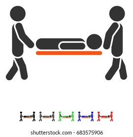 Patient Stretcher flat vector pictograph with colored versions. Color patient stretcher icon variants with black, gray, green, blue, red.