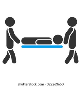 Patient Stretcher vector icon. Style is bi-color flat symbol, blue and gray colors, rounded angles, white background.