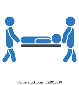 Patient Stretcher vector icon. Style is bicolor flat symbol, smooth blue colors, rounded angles, white background.