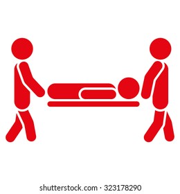 Patient Stretcher vector icon. Style is flat symbol, red color, rounded angles, white background.