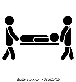 Patient Stretcher vector icon. Style is flat symbol, black color, rounded angles, white background.
