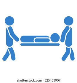 Patient Stretcher vector icon. Style is flat symbol, cobalt color, rounded angles, white background.