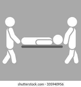 Patient Stretcher vector icon. Style is bicolor flat symbol, dark gray and white colors, rounded angles, silver background.