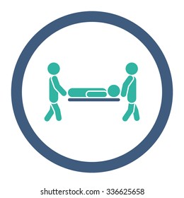Patient Stretcher vector icon. Style is bicolor flat rounded symbol, cobalt and cyan colors, rounded angles, white background.