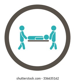 Patient Stretcher vector icon. Style is bicolor flat rounded symbol, grey and cyan colors, rounded angles, white background.