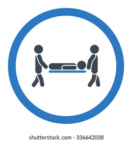 Patient Stretcher vector icon. Style is bicolor flat rounded symbol, smooth blue colors, rounded angles, white background.