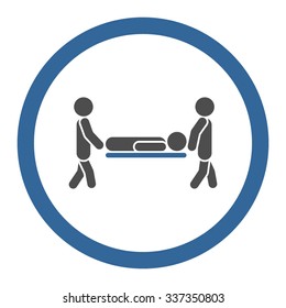 Patient Stretcher vector icon. Style is bicolor flat rounded symbol, cobalt and gray colors, rounded angles, white background.
