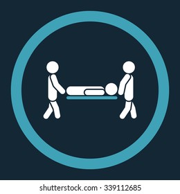 Patient Stretcher vector icon. Style is bicolor flat rounded symbol, blue and white colors, rounded angles, dark blue background.