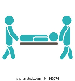 Patient Stretcher vector icon. Style is bicolor flat symbol, grey and cyan colors, rounded angles, white background.