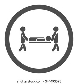 Patient Stretcher vector icon. Style is flat rounded symbol, gray color, rounded angles, white background.