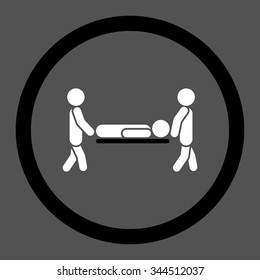 Patient Stretcher vector icon. Style is bicolor flat rounded symbol, black and white colors, rounded angles, gray background.