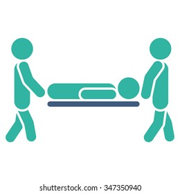 Patient Stretcher vector icon. Style is bicolor flat symbol, cobalt and cyan colors, rounded angles, white background.