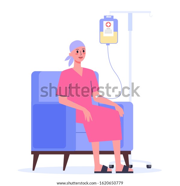 Patient Suffer Cancer Disease Female Character Stock Vector (Royalty ...