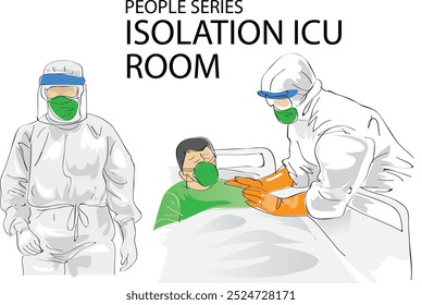 patient take care at isolation icu room