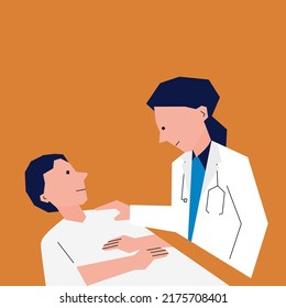Un paciente hablando con un médico, ilustración vectorial plana.