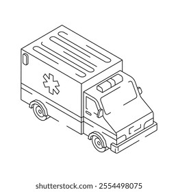 Patient transport, medical emergency vehicle, concept icon of ambulance