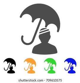 Patient Umbrella Protection vector pictogram. Style is a flat graphic symbol in grey, black, yellow, blue, green color versions. Designed for web and mobile apps.