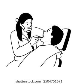 Patient is undergoing dental treatment, dentist