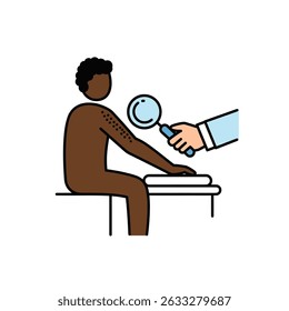 Paciente Submetido a Exame de Pele para Saúde Dermatológica em Fundo Branco Checkup