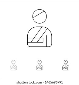 Patient, User, Injured, Hospital Bold and thin black line icon set. Vector Icon Template background