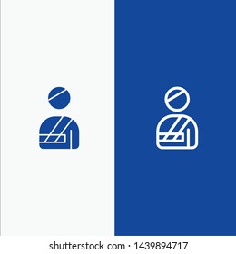 Patient, User, Injured, Hospital Line and Glyph Solid icon Blue banner Line and Glyph Solid icon Blue banner