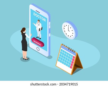 Patient using mobile apps and chatting doctor to book appointment online, healthcare, medical and technology concept