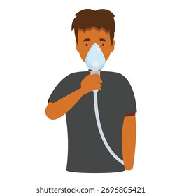 Doente que utiliza uma máscara nebulizadora para o tratamento da asma, doença respiratória e doença pulmonar