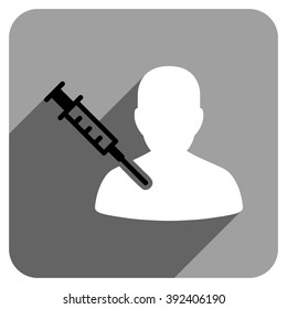 Patient Vaccination long shadow vector icon. Style is a flat patient vaccination iconic symbol on a gray square background.