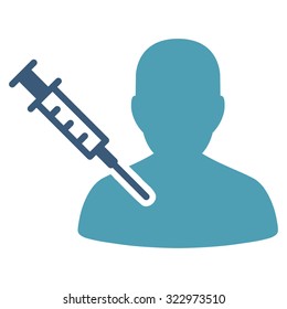 Patient Vaccination vector icon. Style is bicolor flat symbol, cyan and blue colors, rounded angles, white background.
