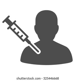 Patient Vaccination vector icon. Style is flat symbol, gray color, rounded angles, white background.