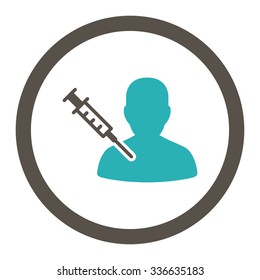 Patient Vaccination vector icon. Style is bicolor flat rounded symbol, grey and cyan colors, rounded angles, white background.