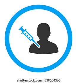 Patient Vaccination vector icon. Style is bicolor flat rounded symbol, blue and gray colors, rounded angles, white background.