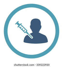 Patient Vaccination vector icon. Style is bicolor flat rounded symbol, cyan and blue colors, rounded angles, white background.