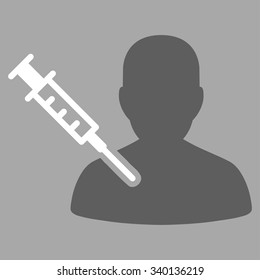 Patient Vaccination vector icon. Style is bicolor flat symbol, dark gray and white colors, rounded angles, silver background.