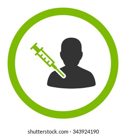 Patient Vaccination vector icon. Style is bicolor flat rounded symbol, eco green and gray colors, rounded angles, white background.