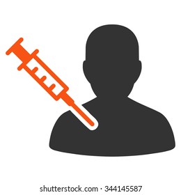 Patient Vaccination vector icon. Style is bicolor flat symbol, orange and gray colors, rounded angles, white background.