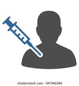 Patient Vaccination vector icon. Style is bicolor flat symbol, cobalt and gray colors, rounded angles, white background.