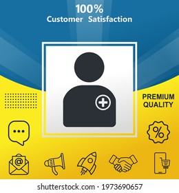 Patient vector glyph color icon. With yellow and blue background option