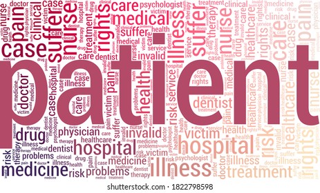 Patient vector illustration word cloud isolated on a white background.
